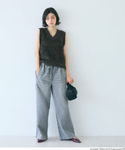 亮片蓬鬆長毛V領針織背心