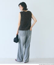 亮片蓬鬆長毛V領針織背心