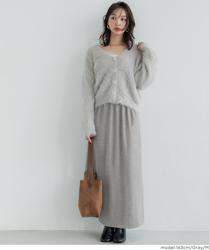 垂墜感羅紋針織長裙