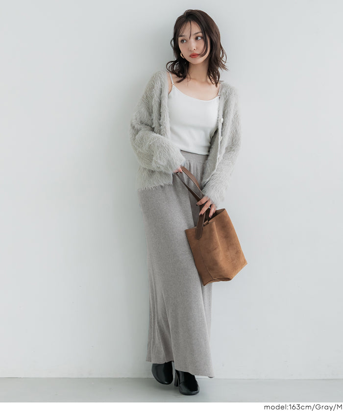 垂墜感羅紋針織長裙