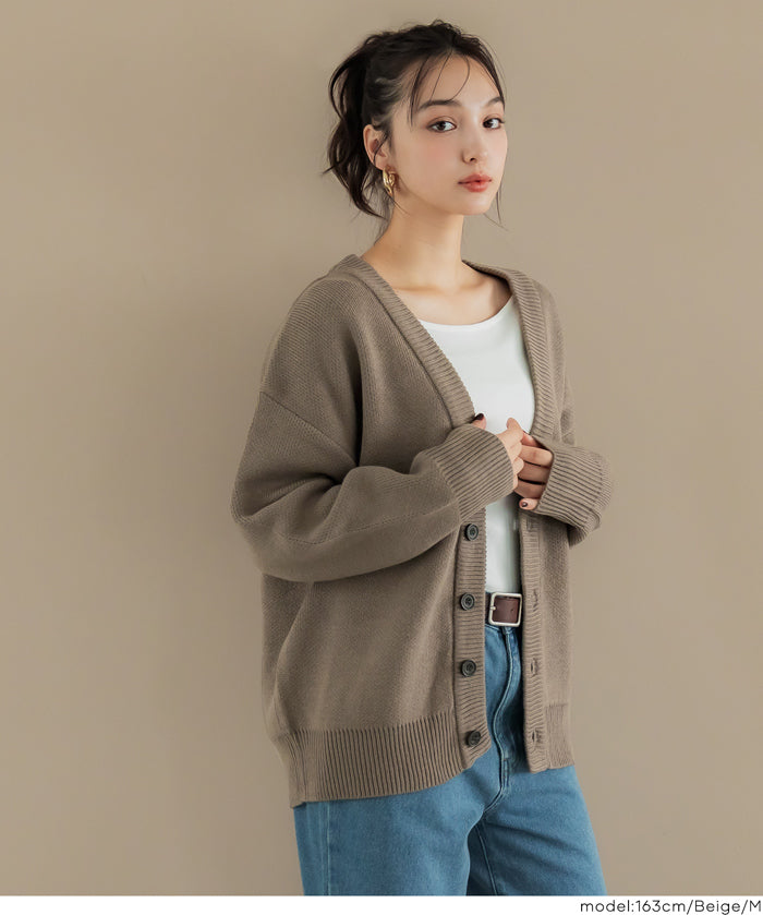 扎實感面料V領針織衫