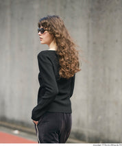 前開衩V領針織上衣