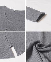 前開衩V領針織上衣