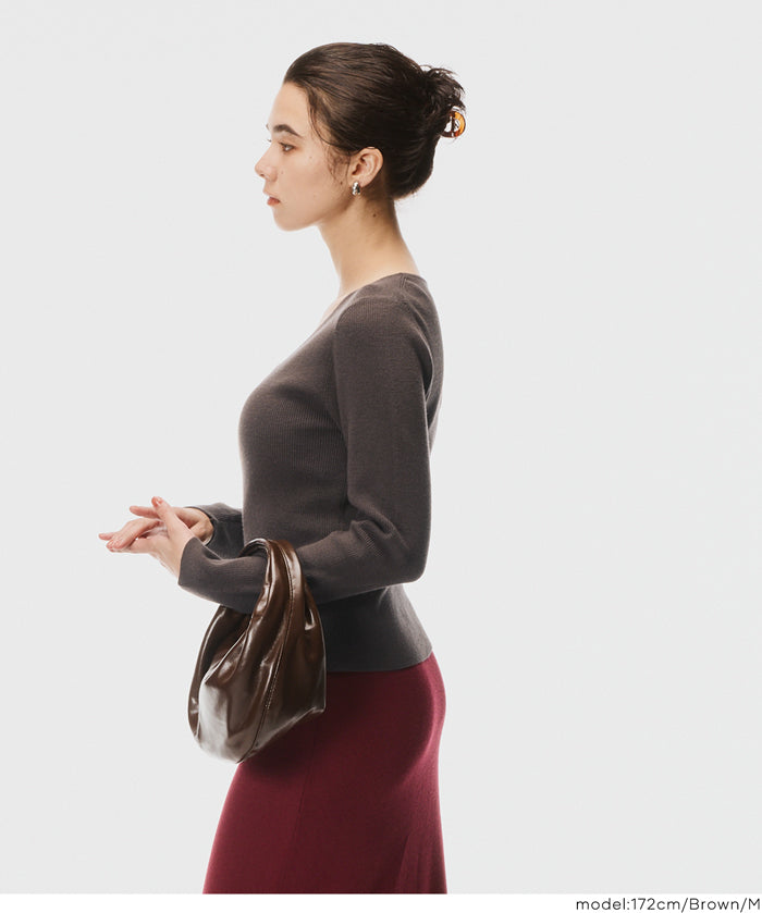 前開衩V領針織上衣