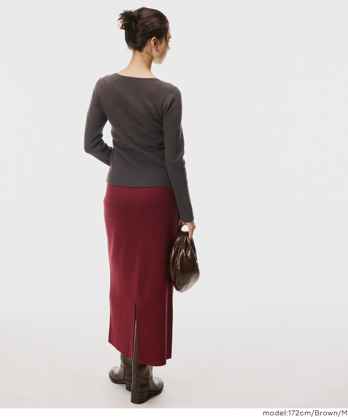 前開衩V領針織上衣