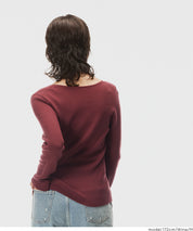 前開衩V領針織上衣