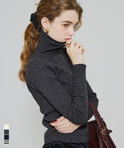 可水洗安哥拉觸感高領針織上衣