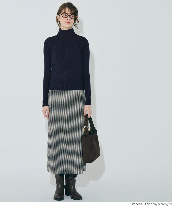 可水洗安哥拉觸感高領針織上衣