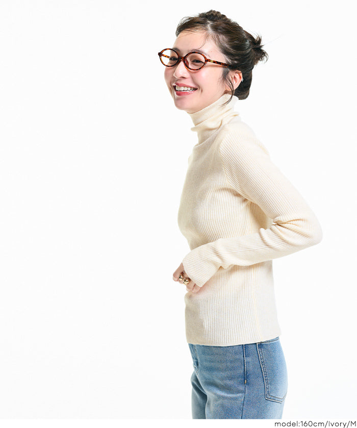 可水洗安哥拉觸感高領針織上衣