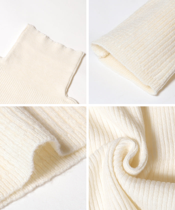 可水洗安哥拉觸感高領針織上衣