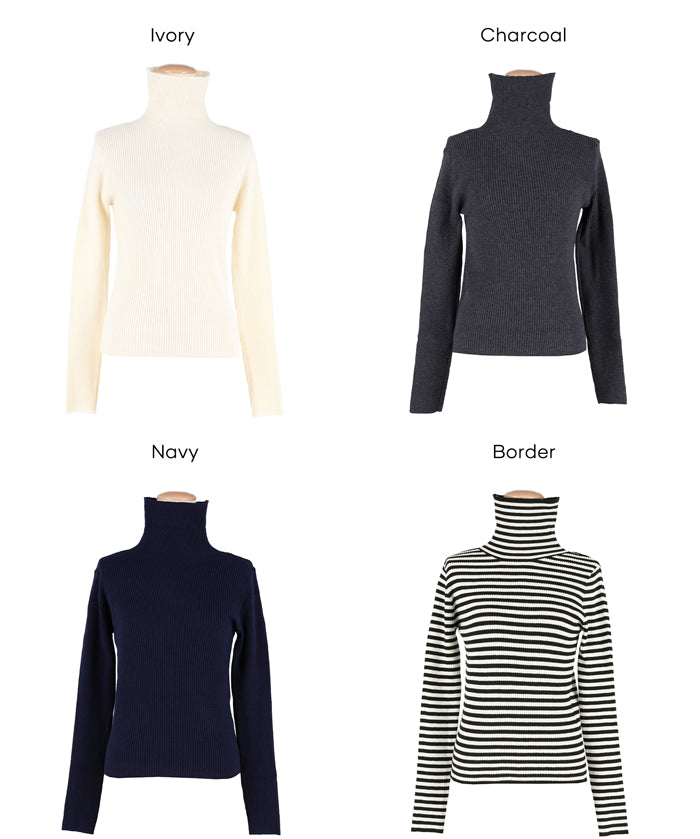 可水洗安哥拉觸感高領針織上衣