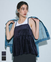 水鑽絲絨吊帶背心