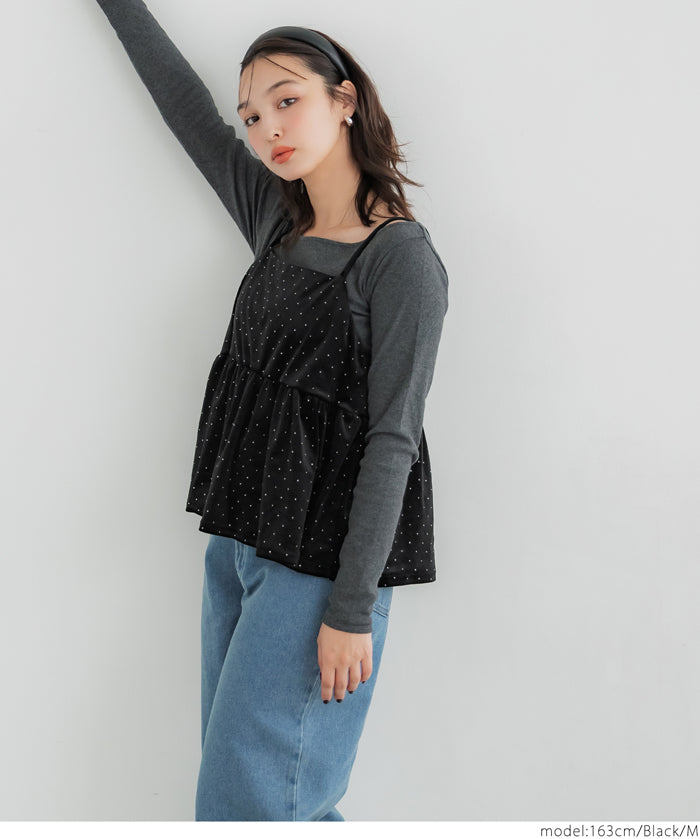 水鑽絲絨吊帶背心