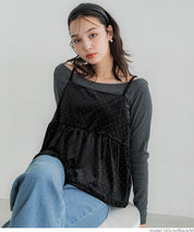 水鑽絲絨吊帶背心