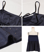 水鑽絲絨吊帶背心