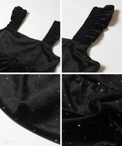 水鑽絲絨荷葉邊上衣