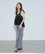 水鑽絲絨荷葉邊上衣