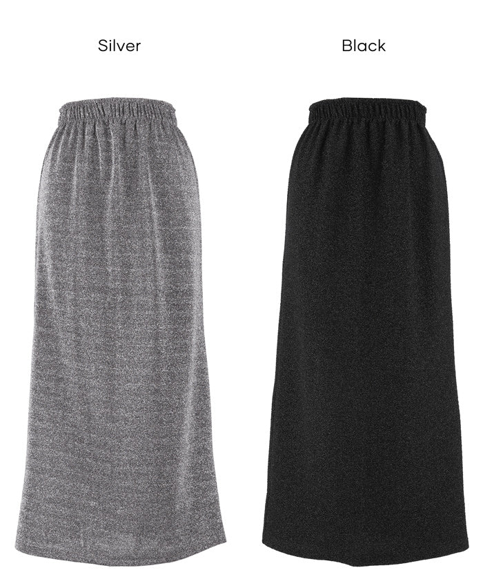 細閃面料彈性直筒裙