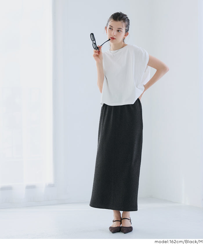 細閃面料彈性直筒裙