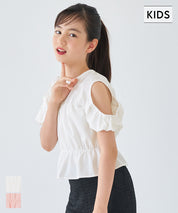 童裝 泡泡紗露肩襯衫