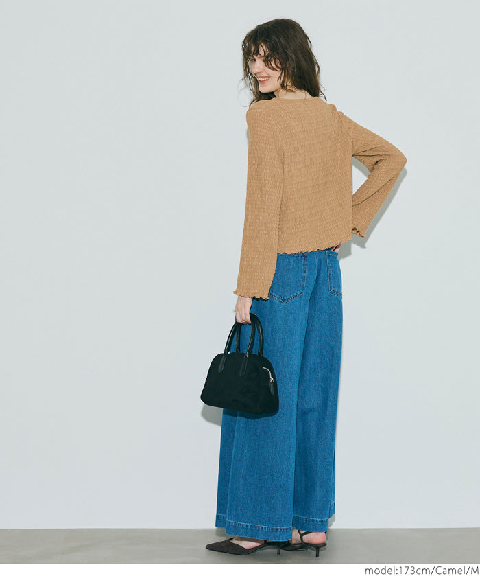 波紋皺褶蝴蝶結綁帶外套