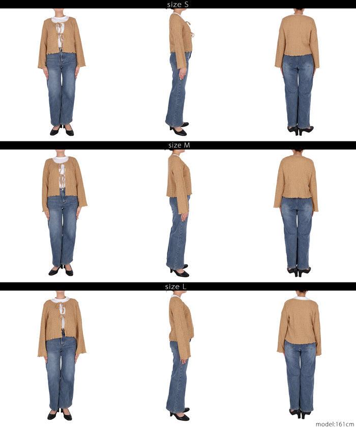 波紋皺褶蝴蝶結綁帶外套