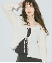 波紋皺褶蝴蝶結綁帶外套