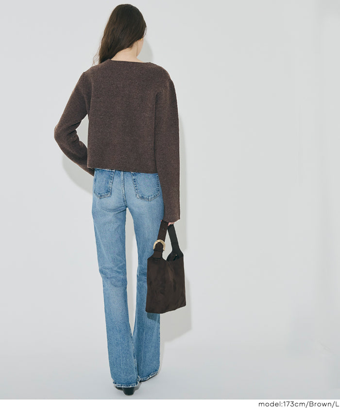 縮絨針織金釦開襟外套 可配套