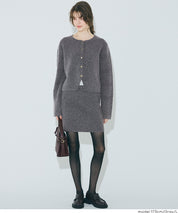 縮絨針織金釦開襟外套 可配套