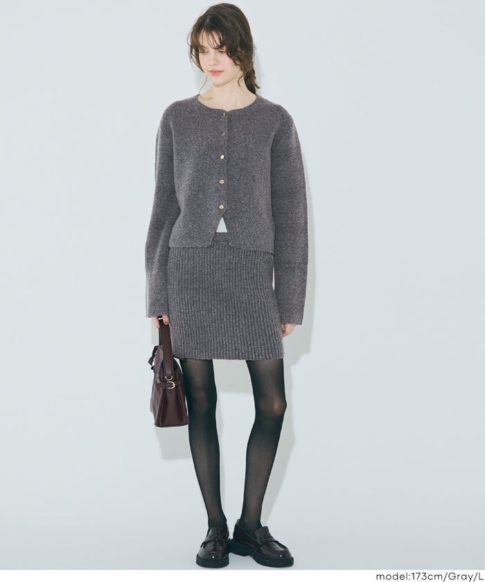 縮絨針織金釦開襟外套 可配套