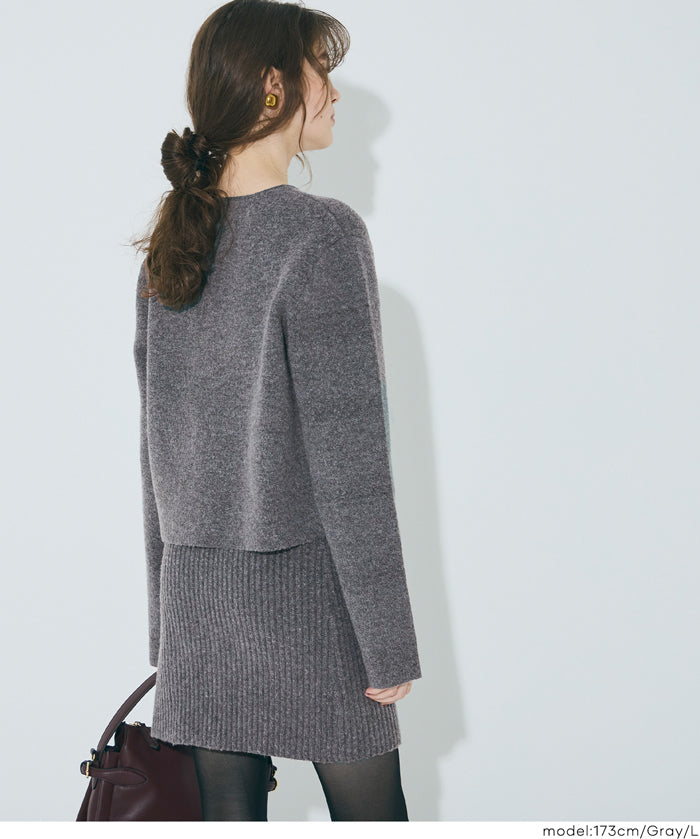 縮絨針織金釦開襟外套 可配套