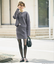 縮絨針織金釦開襟外套 可配套