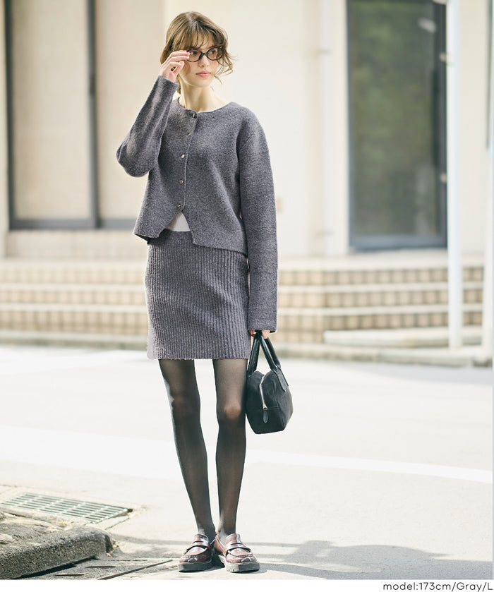 縮絨針織金釦開襟外套 可配套