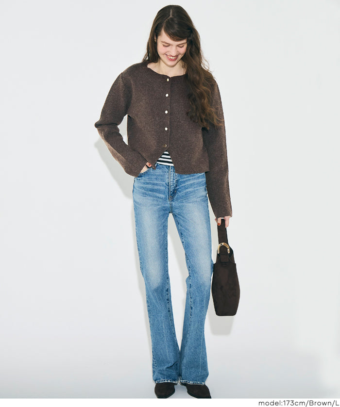 縮絨針織金釦開襟外套 可配套