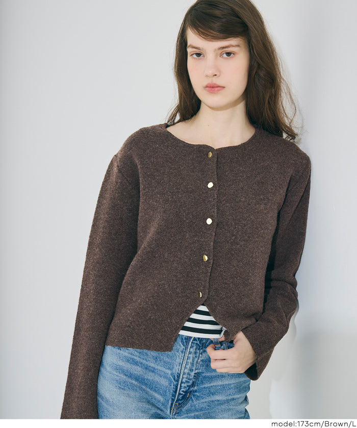 縮絨針織金釦開襟外套 可配套