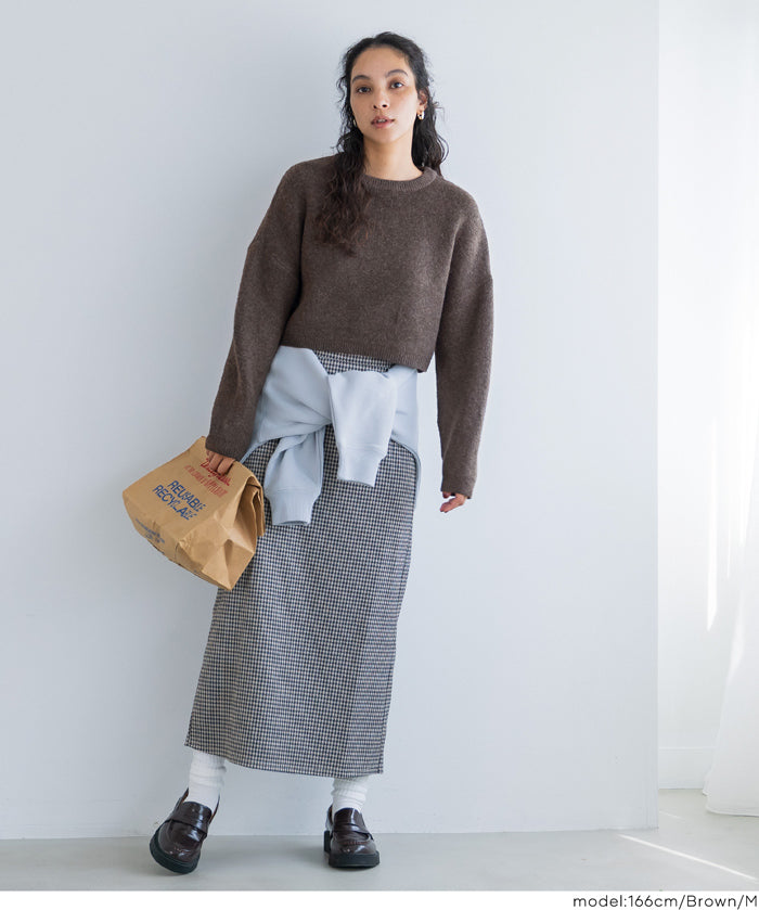 厚實短版針織毛衣