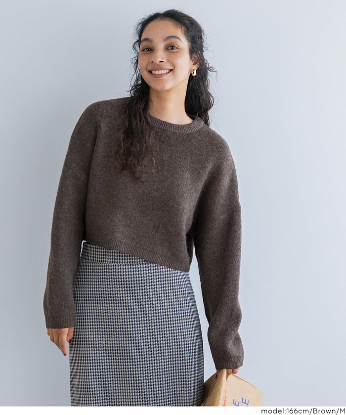 厚實短版針織毛衣