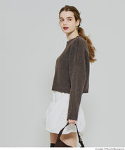 厚實短版針織毛衣