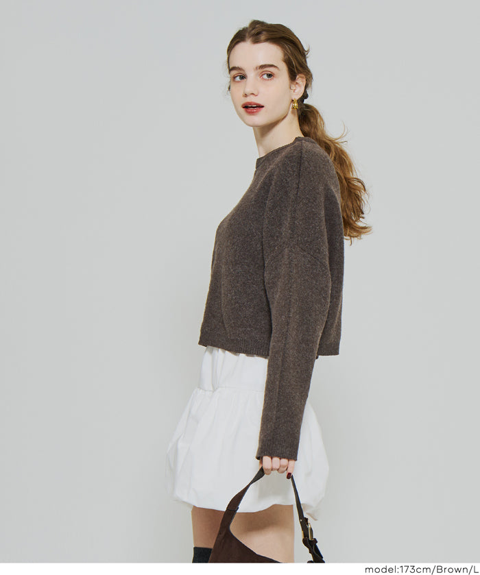 厚實短版針織毛衣