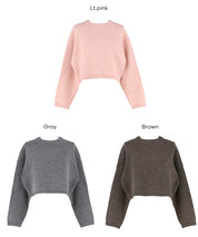 厚實短版針織毛衣