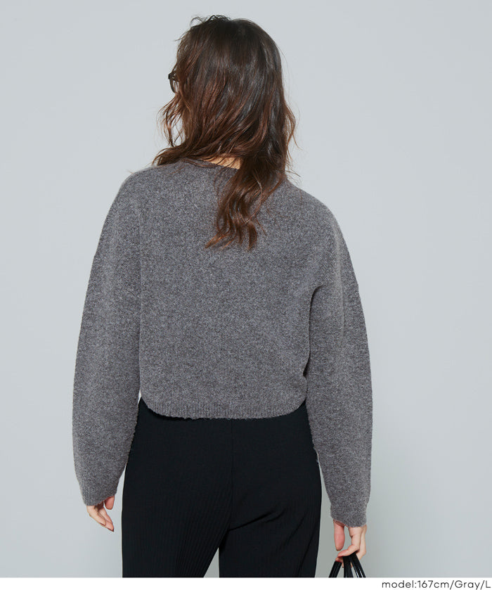 厚實短版針織毛衣