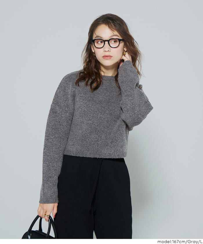 厚實短版針織毛衣