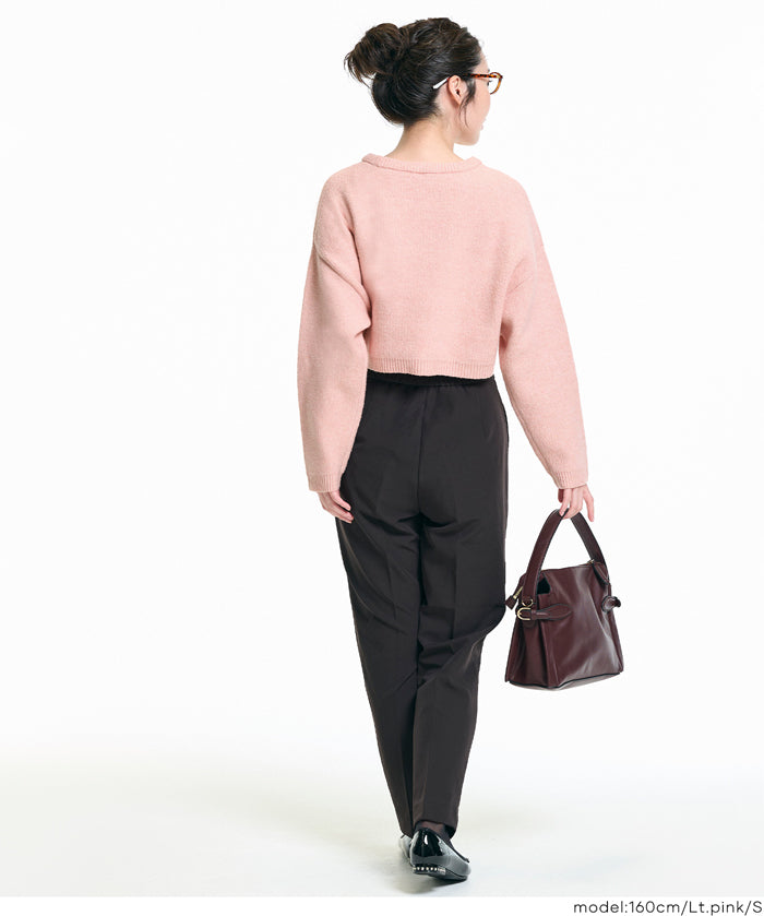 厚實短版針織毛衣