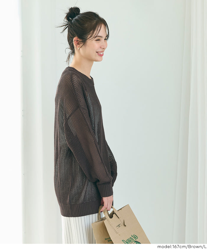 透膚長袖針織上衣