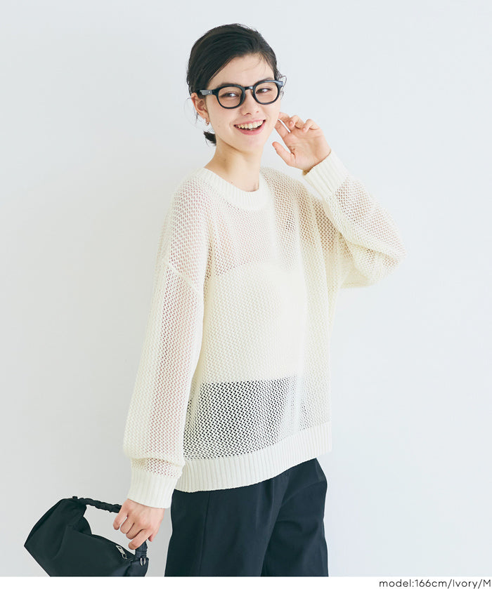 透膚長袖針織上衣