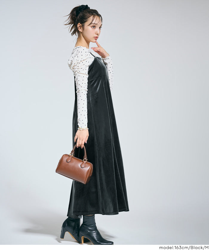 絲絨細肩帶洋裝