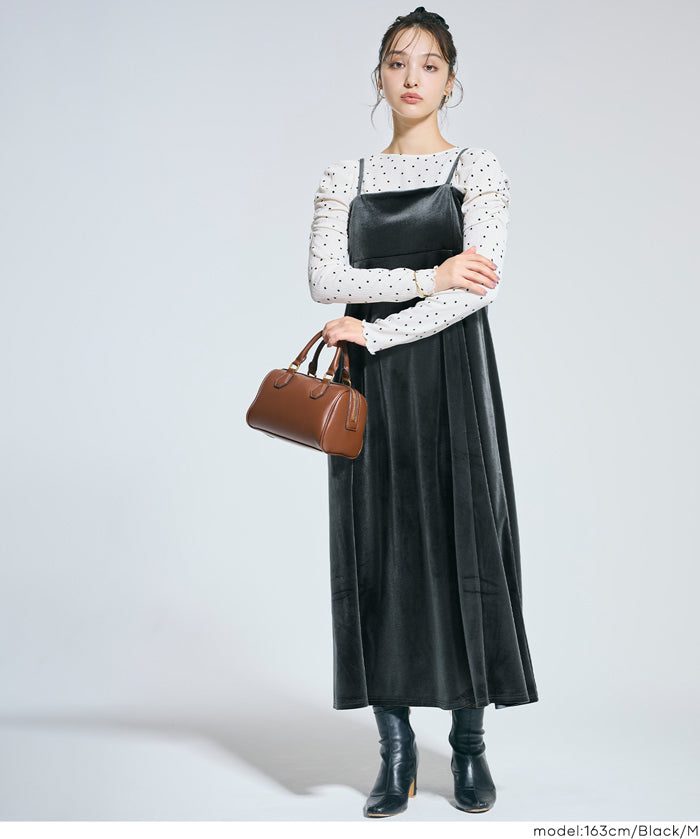 絲絨細肩帶洋裝