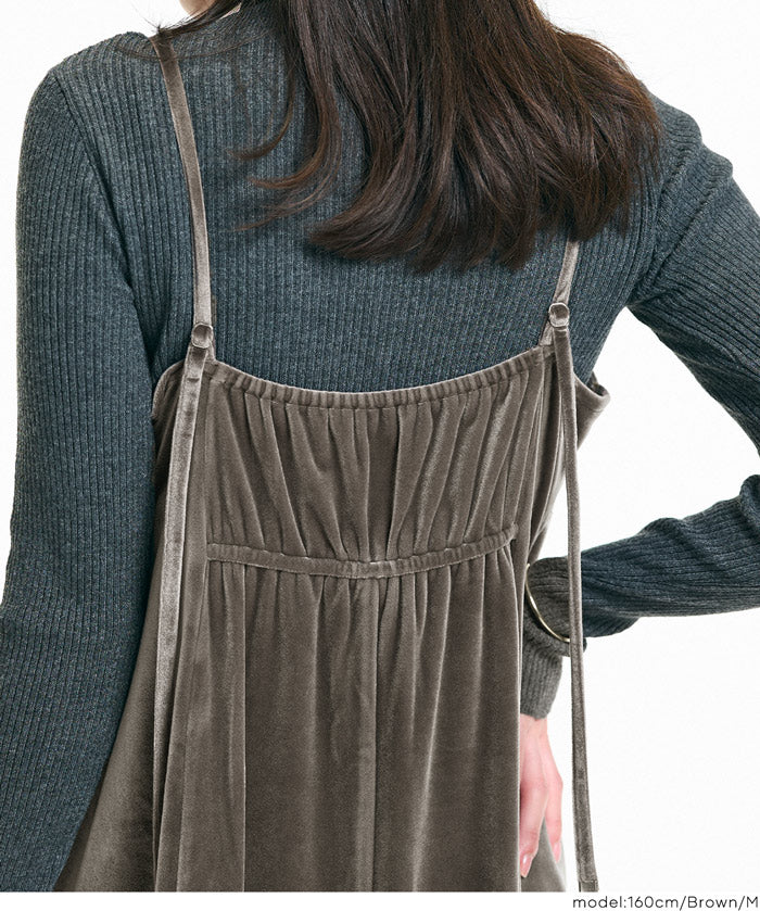 絲絨細肩帶洋裝