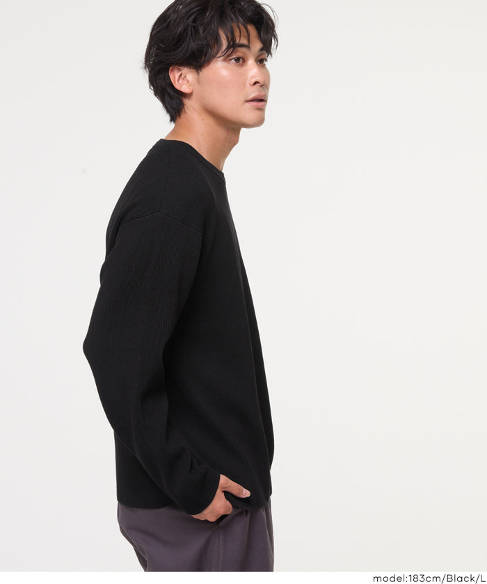 立體羅紋圓領針織上衣