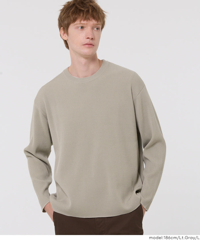 立體羅紋圓領針織上衣